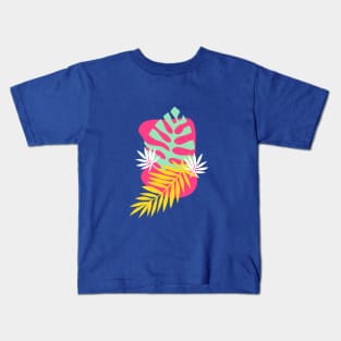 Tropical Palms - Pink Kids T-Shirt